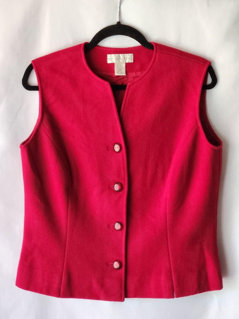 Doncaster Wool Vest Red Princess Seams Lined Size 10